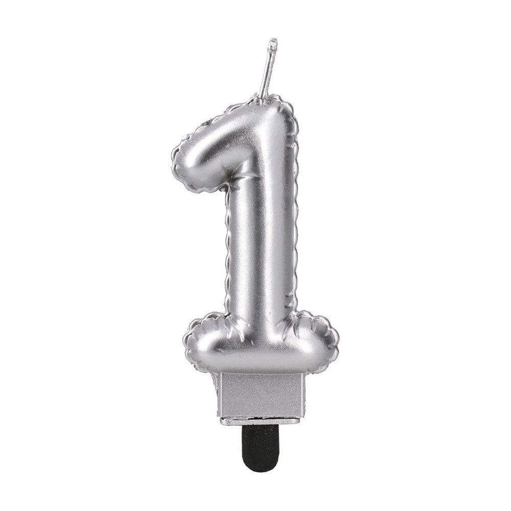 Свещ за торта Festa, цифра 1, сребриста