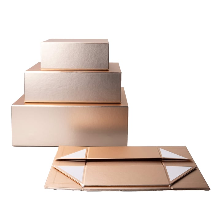Office 1 Кутия Natural, с магнитно затваряне, сгъваема, 33 х 25 х 12 cm, златиста