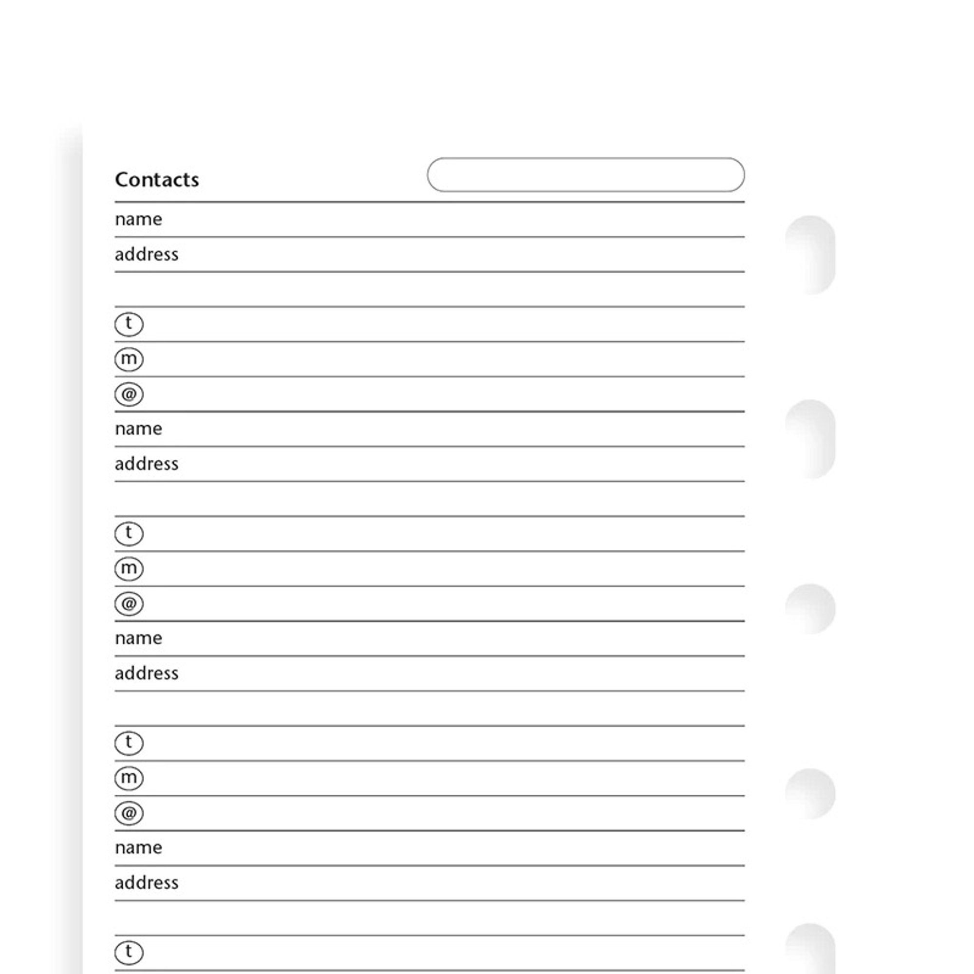 Filofax Пълнител за органайзер Pocket, за контакти