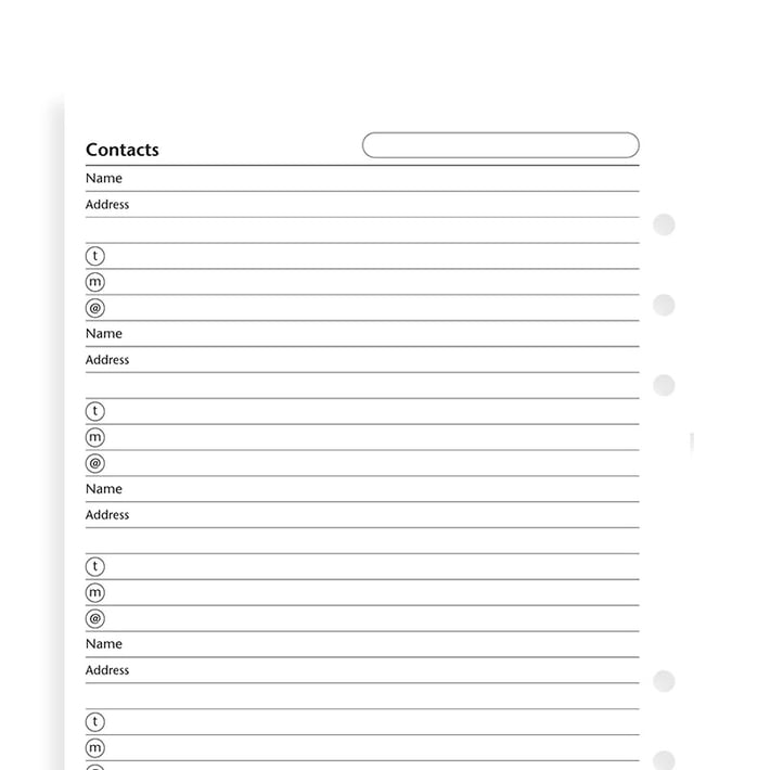 Filofax Пълнител за органайзер, A5, за имена, адреси и телефони