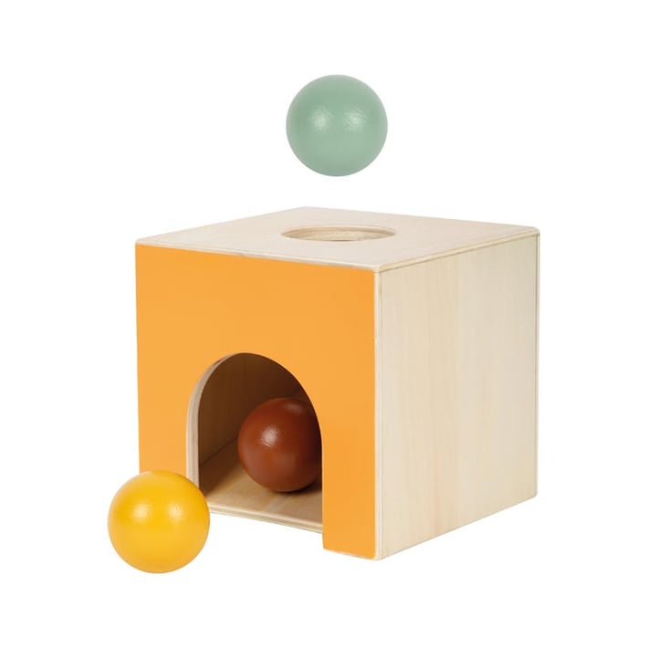 Small Foot Кутия Монтесори, дървена, с цветни топчета