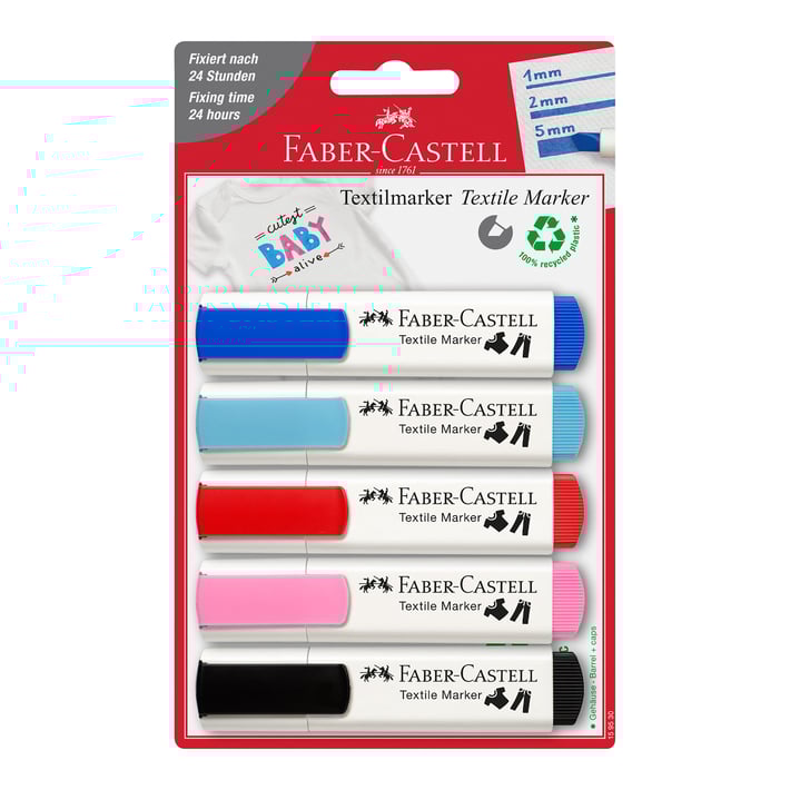 Faber-Castell Маркер за текстил ''Парти'', 5 цвята