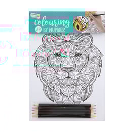 Craft ID Книжка за оцветяване, по номера, А4, с 5 листа и 5 молива