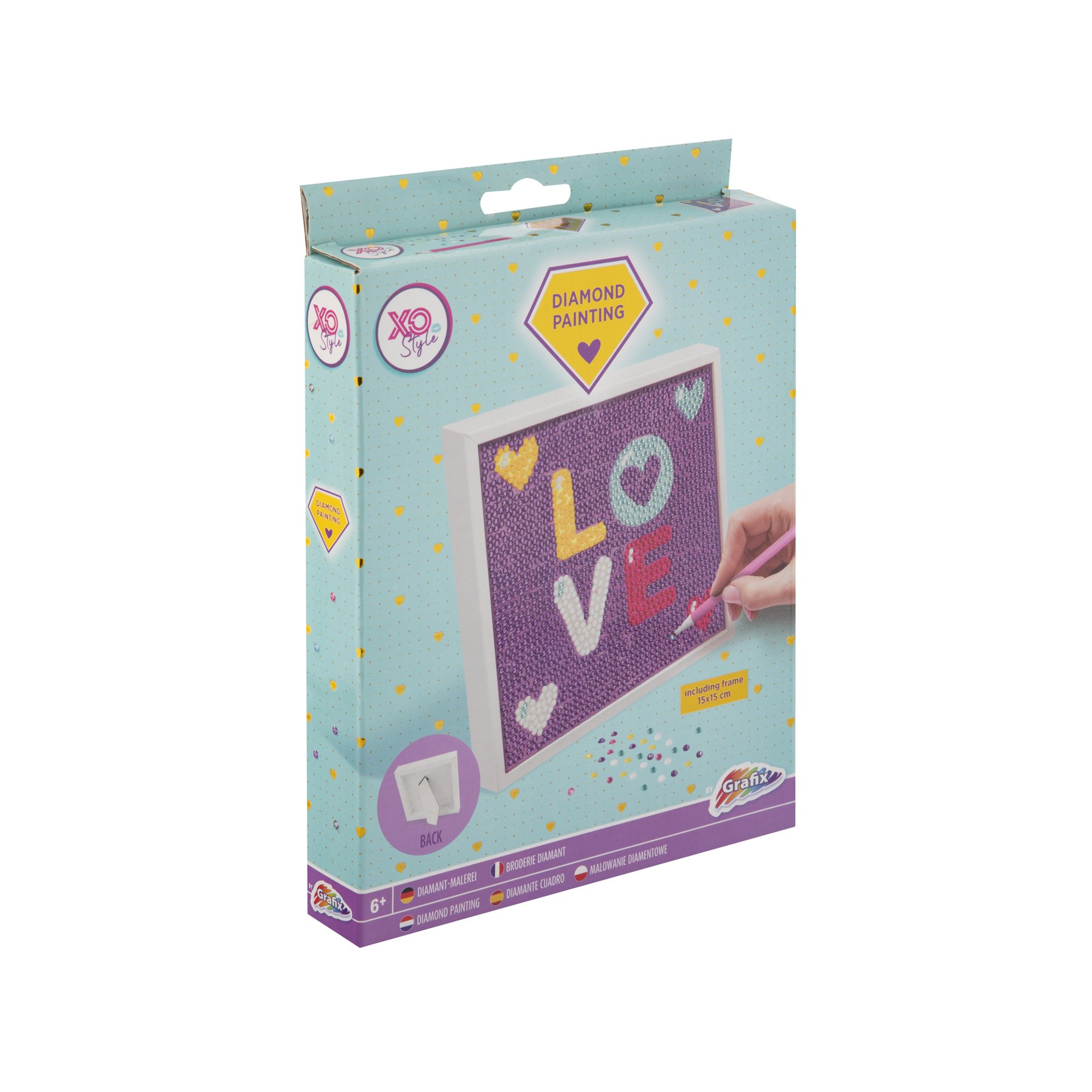 Moxy Рисуване с мъниста Love, с включена рамка, 15 х 15 cm