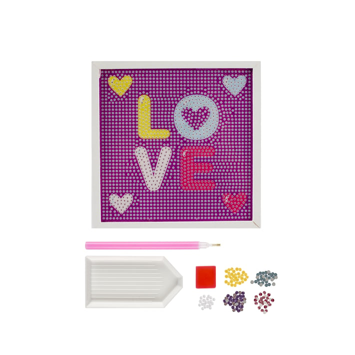 Moxy Рисуване с мъниста Love, с включена рамка, 15 х 15 cm