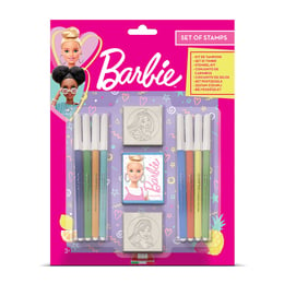 Multiprint Комплект Barbie, за момиче, с 2 печата и 8 флумастера