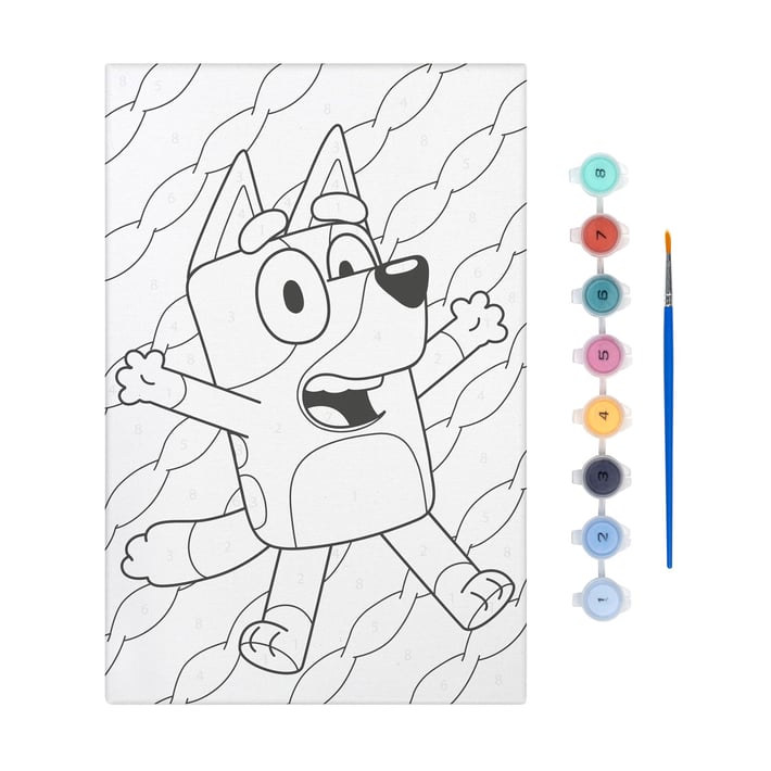 Moxy Платно за оцветяване по номера Bluey, с четка и 8 боички
