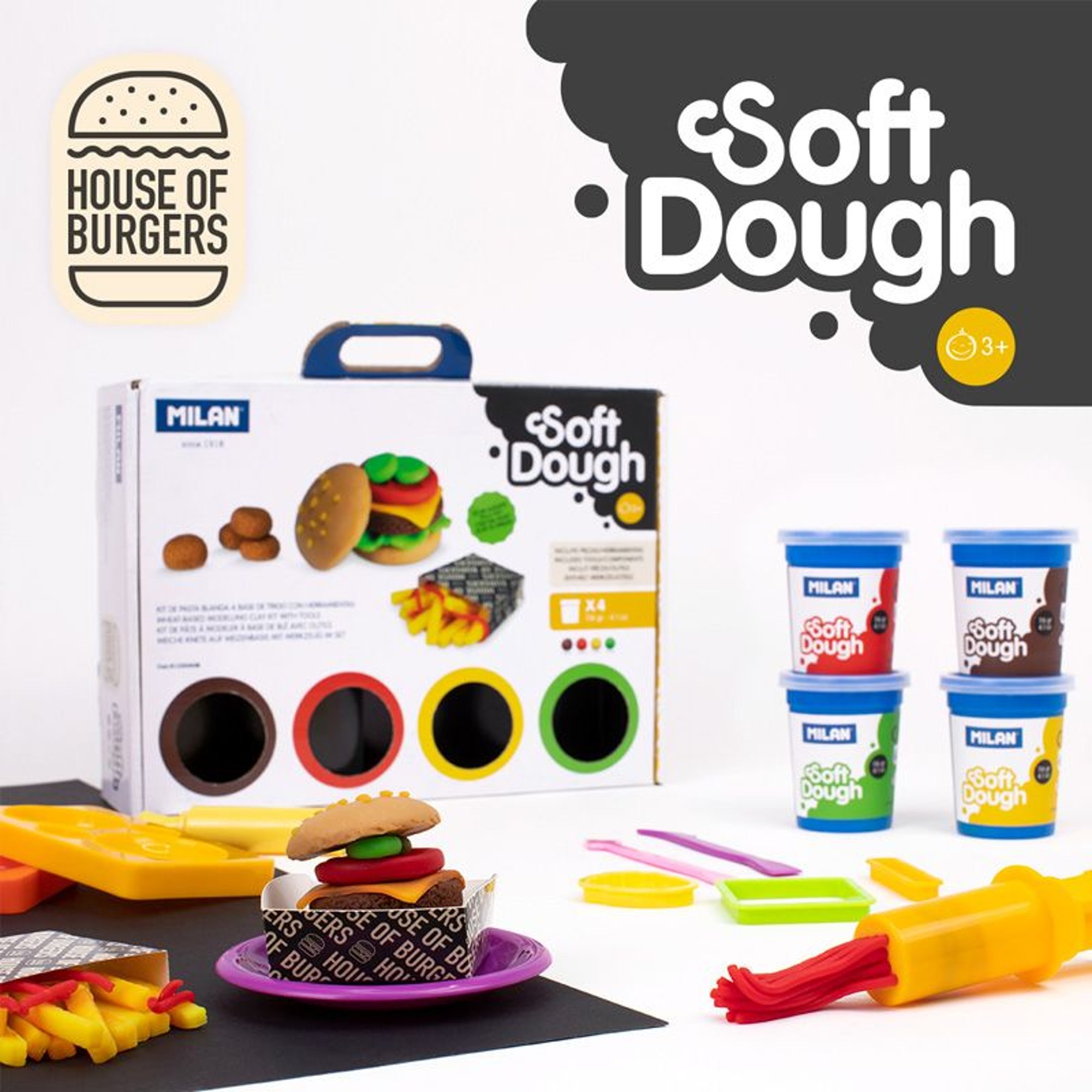 Milan Тесто за моделиране Soft Dough - Комплект Бургери