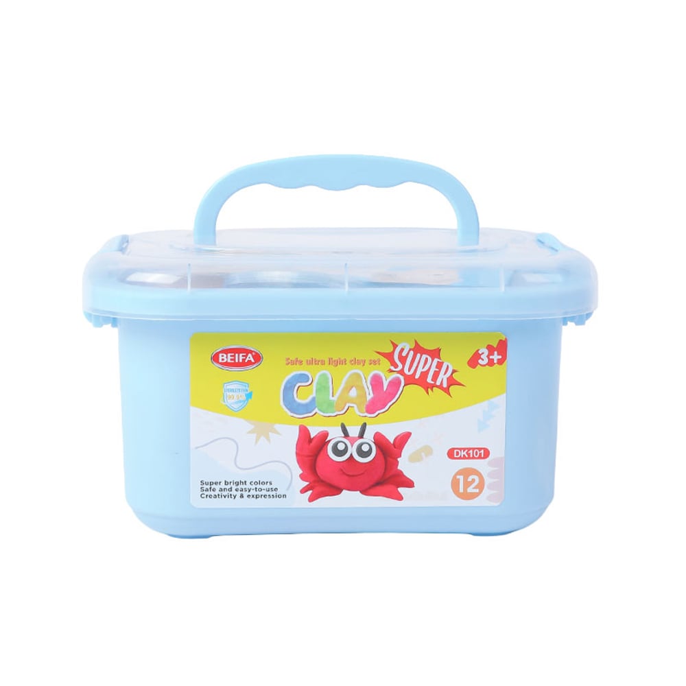 Beifa Пластилин, в кутия с дръжка, 120 g, 12 цвята