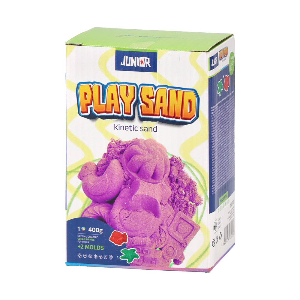 Комплект кинетичен пясък Junior Play Sand, с формички, 400 g, розов