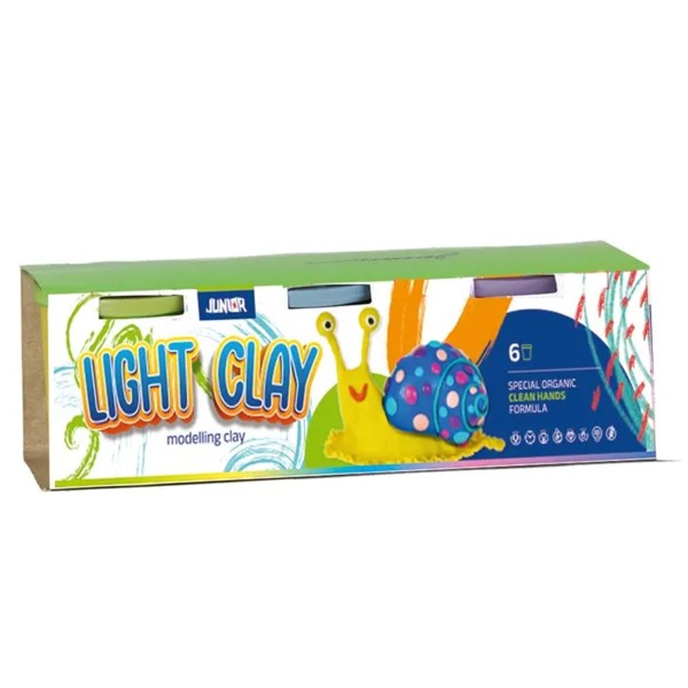 Тесто за моделиране Junior Light Clay, 6 броя x 90 g, асорти