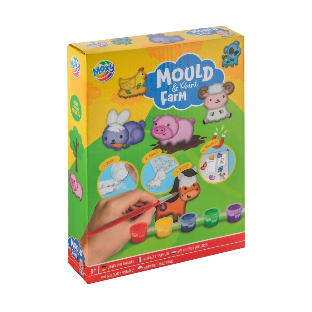 Moxy Комплект направи и оцвети гипсови животни от фермата