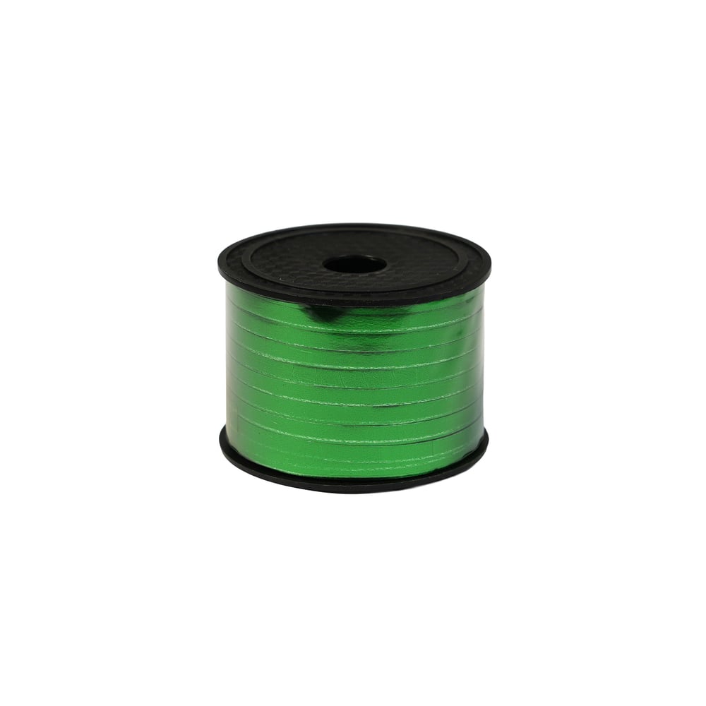 Лента-панделка, металик, 0.5 cm, 90 m, зелена