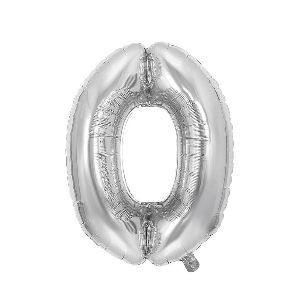 Балон Festa, цифра 0, 81 cm, сребрист