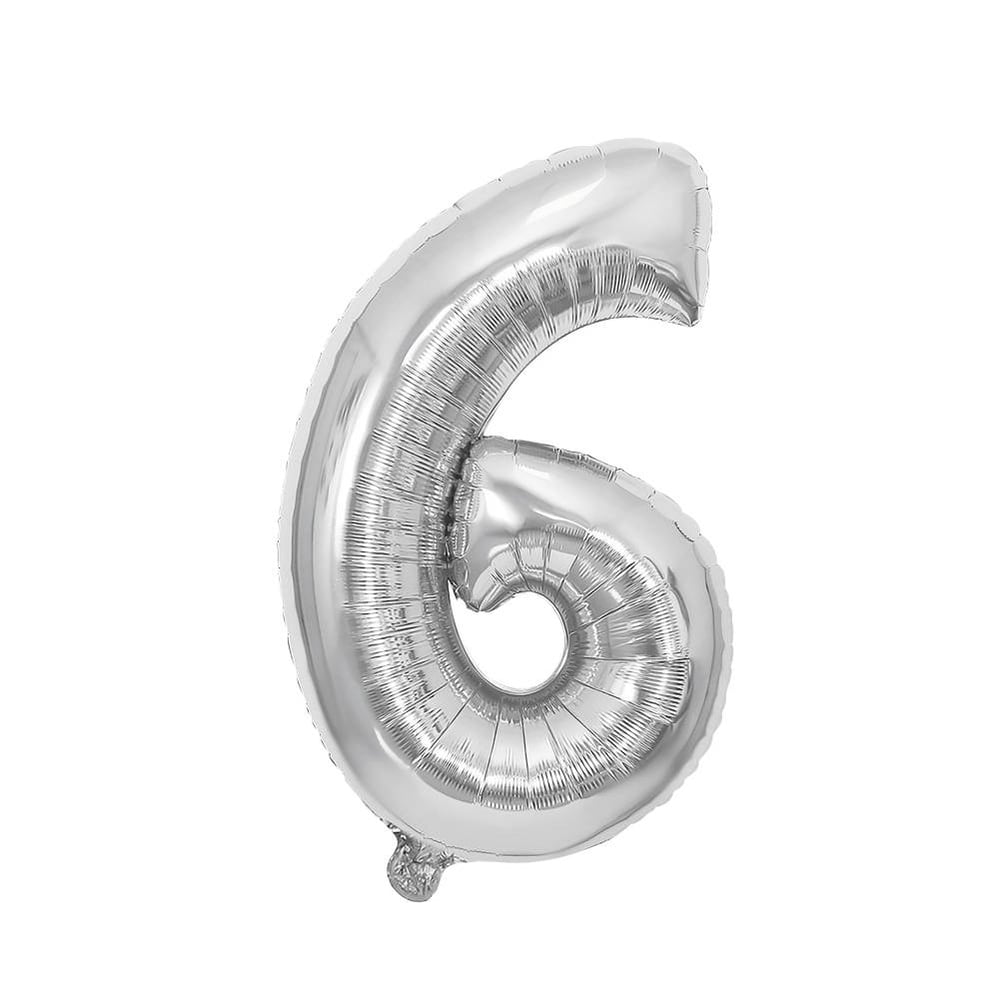 Балон Festa, цифра 6, 81 cm, сребрист