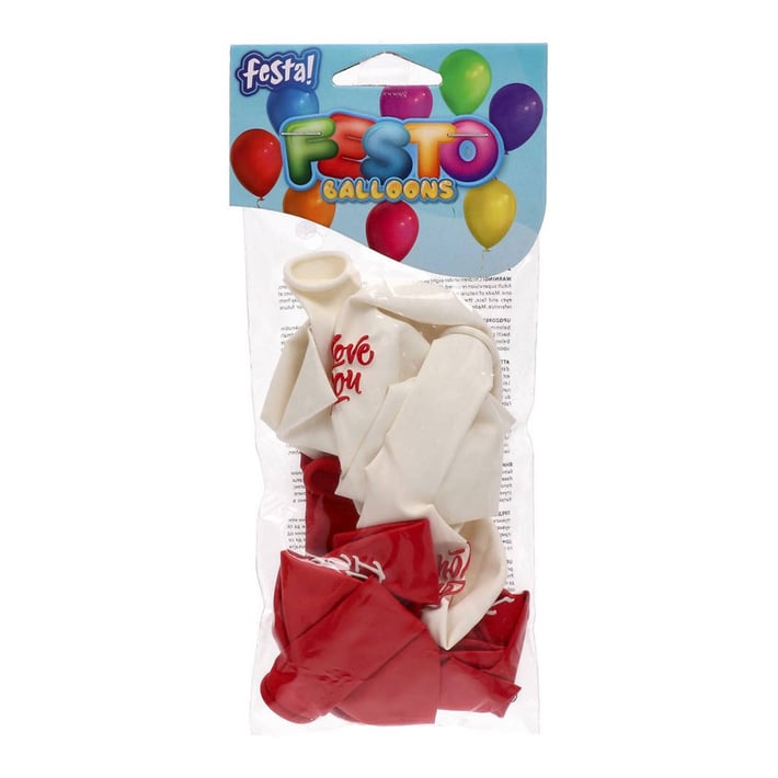Балони Festa, с надпис I love you, 8 броя
