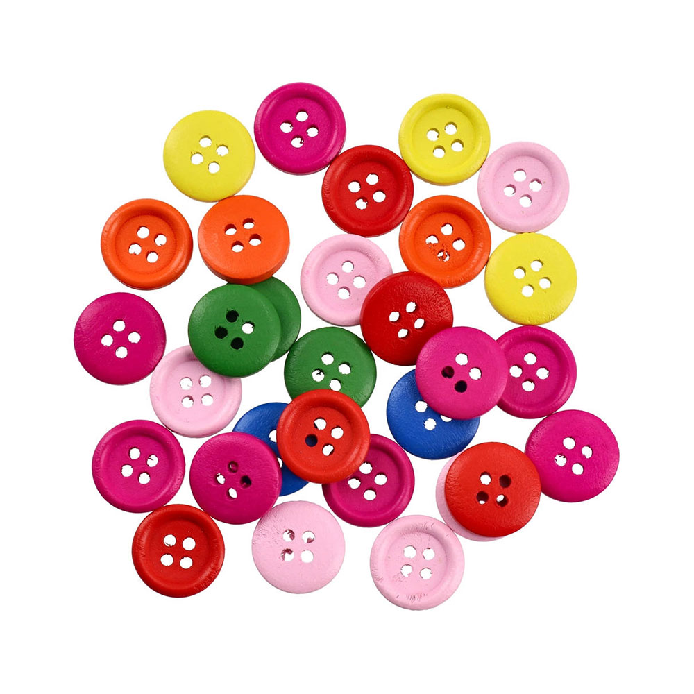 Копчета Junior, дървени, цветни, 30 броя, микс