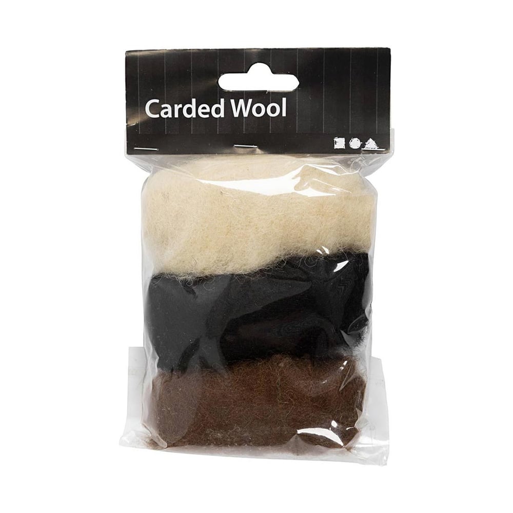 Creativ Company Вълна за плъстене, 3 х 10 g, черна, кафява и бяла
