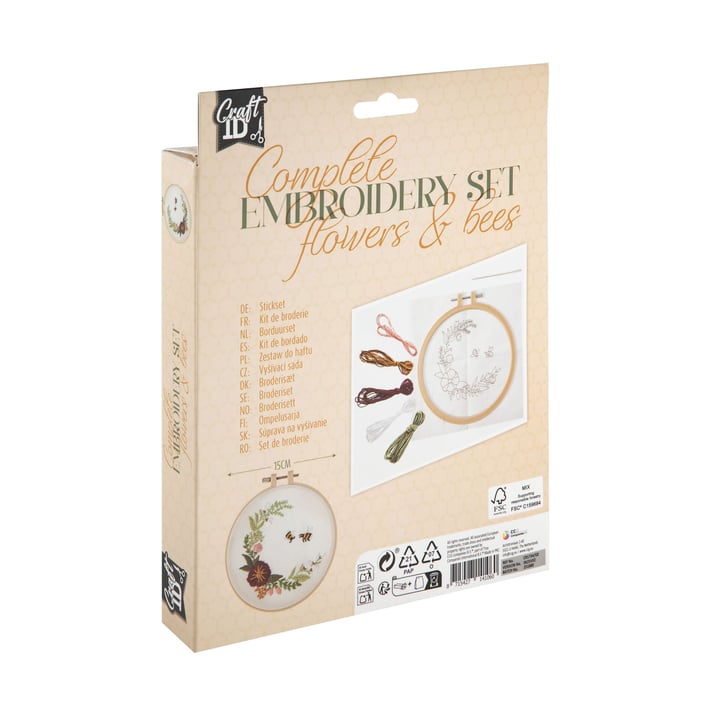 Craft ID Комплект за бродиране Цветя и пчели, 15.2 cm