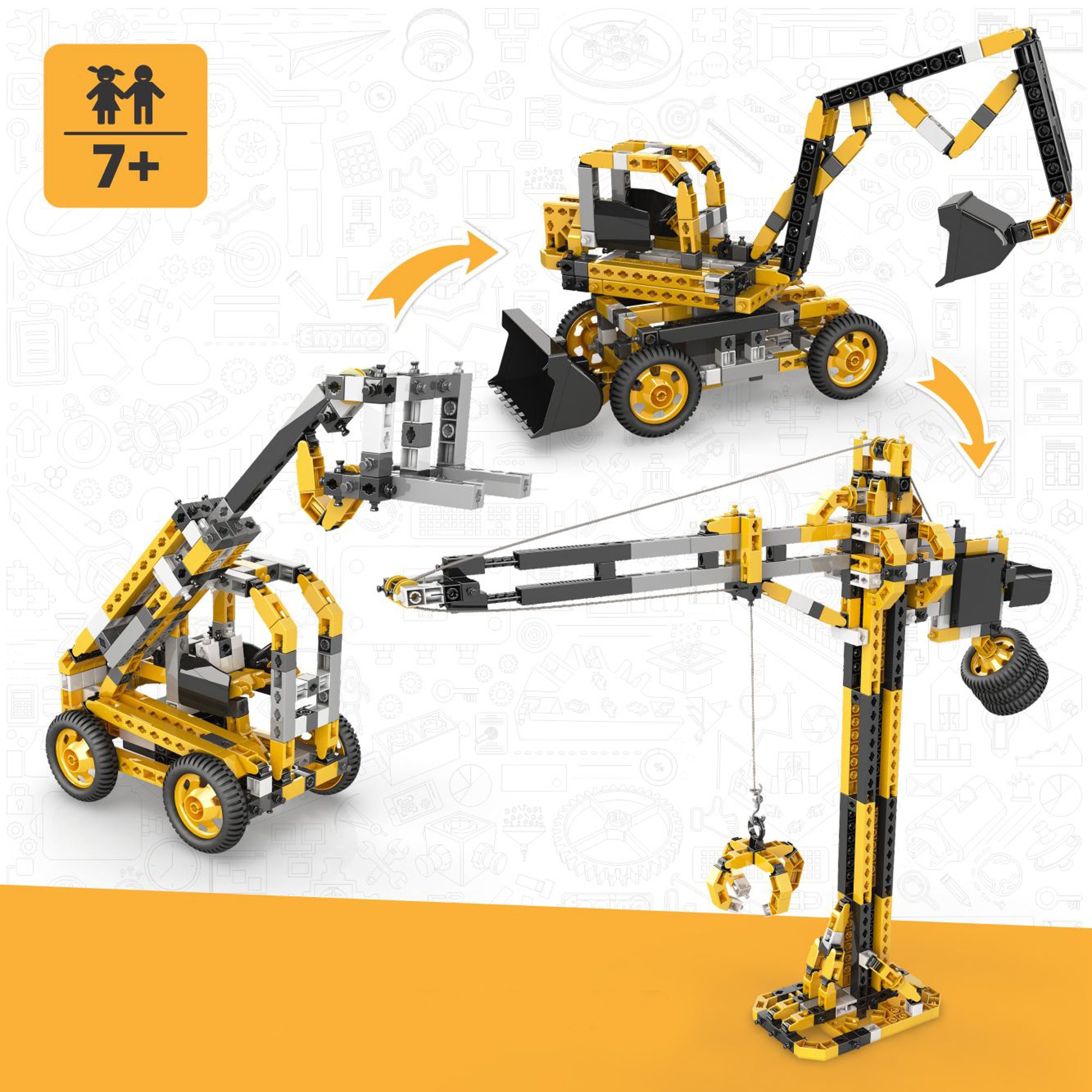 Engino Конструктор Creative Builder Motorized - Висок кран, 3 в 1