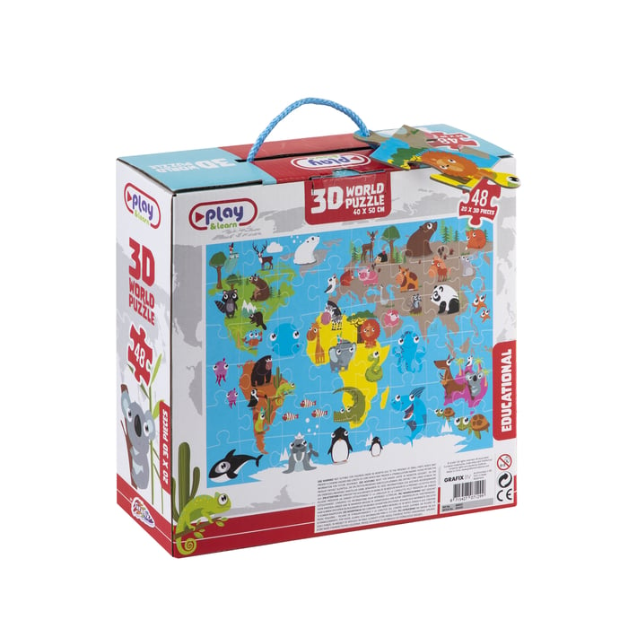 Moxy 3D пъзел Диви животни, 40 х 50 cm, 48 части