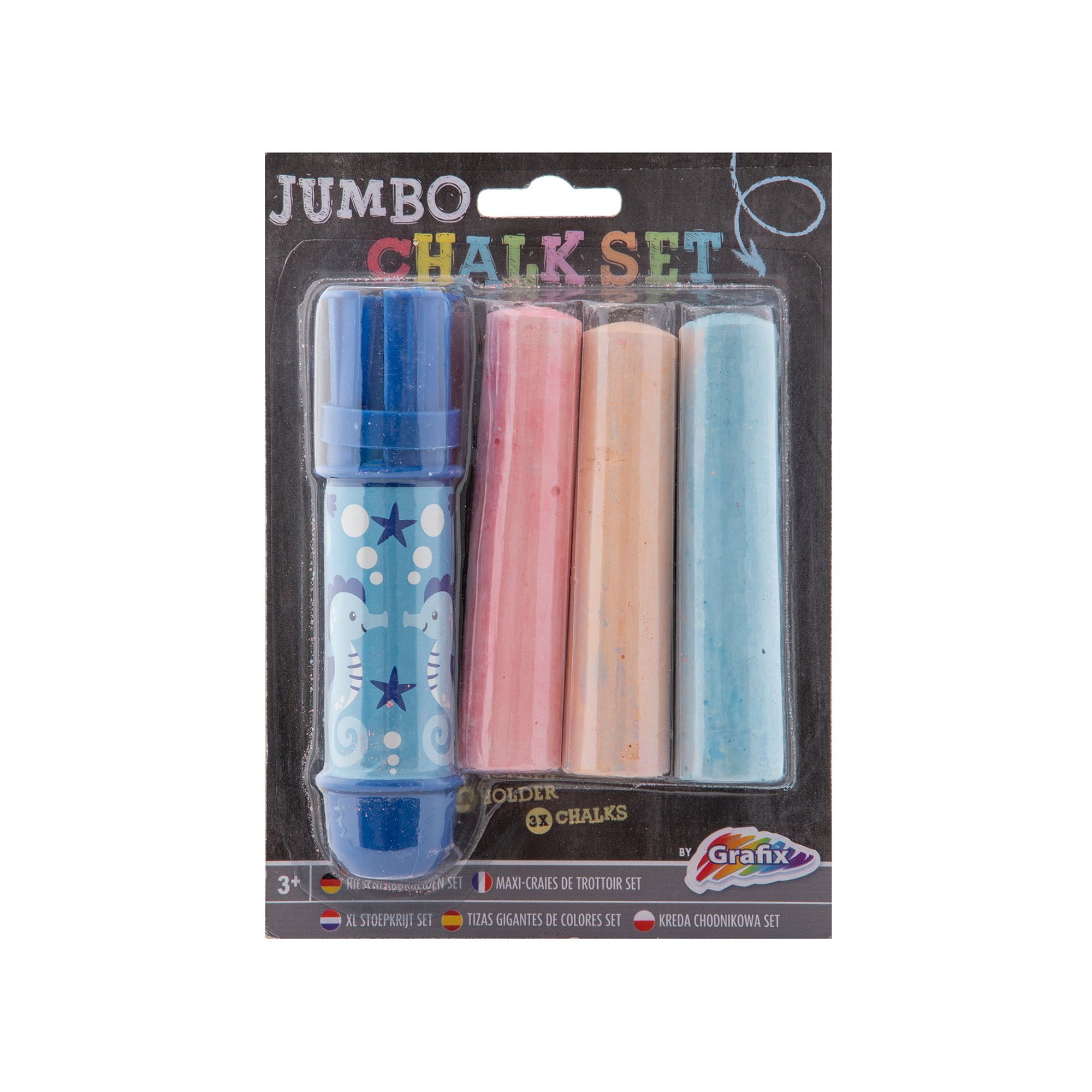 Moxy Държач за тебешири Jumbo, с включени 3 тебешира, в блистер, 3 броя