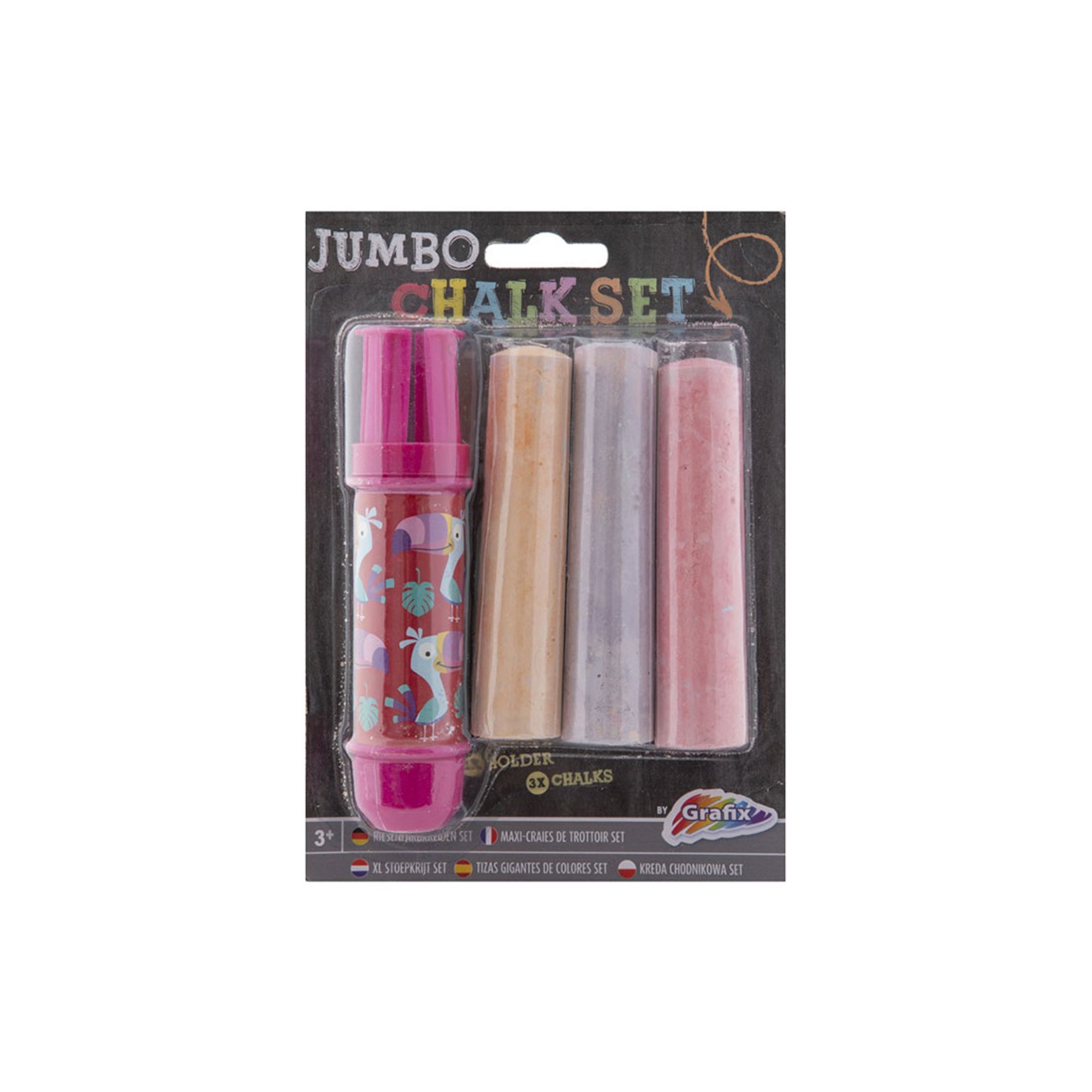 Moxy Държач за тебешири Jumbo, с включени 3 тебешира, в блистер, 48 броя