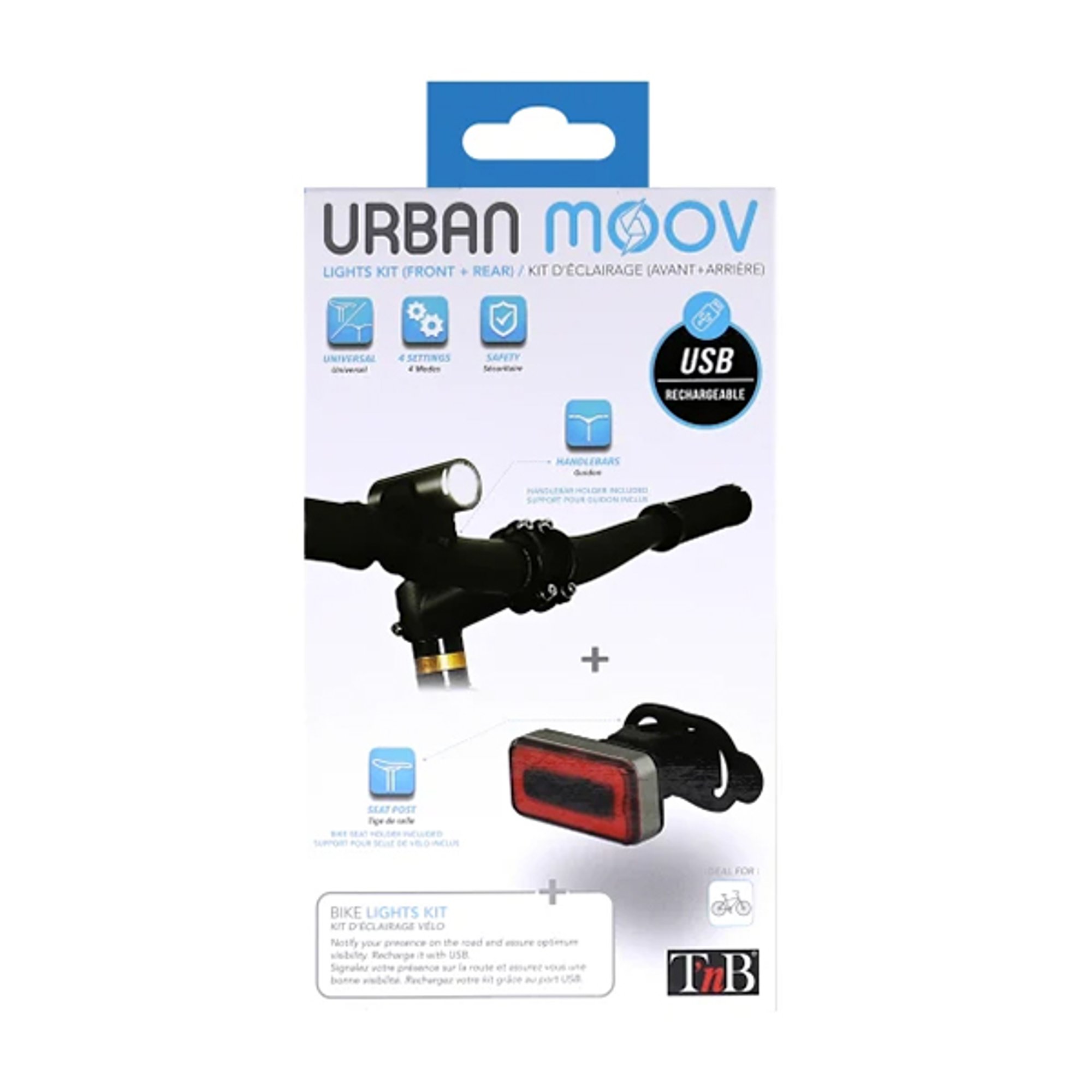 TNB Комплект светлини за велосипед Urban Moov, 120 lm