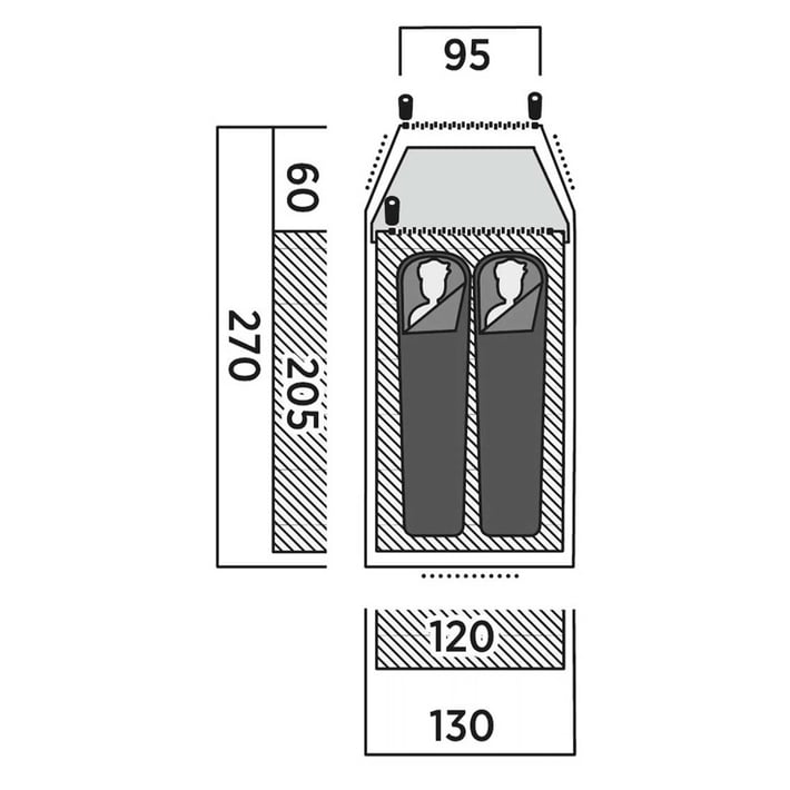 Палатка Easy Camp Setesdal 2, двуместна, 270 х 130 х 110 cm