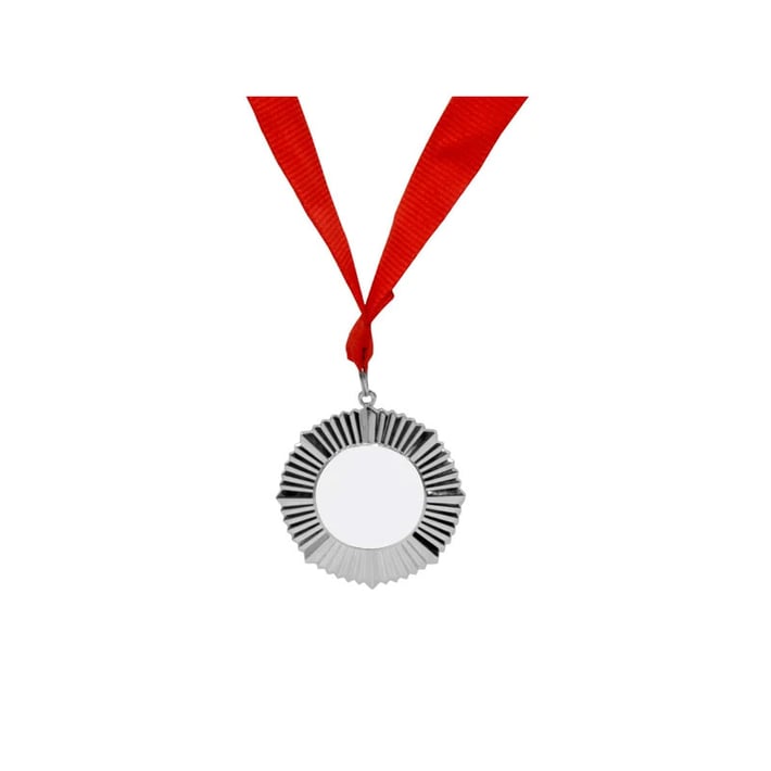 BESTSUB Медал, за сублимация, с лента, диаметър 60 mm, сребърен