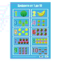 Office 1 Ученическо табло ''Цифрите от 1 до 10'', ламинирано, 50 x 70 cm