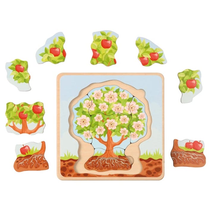 Eduplay Пъзел Развитие на ябълково дърво, на слоеве, дървен
