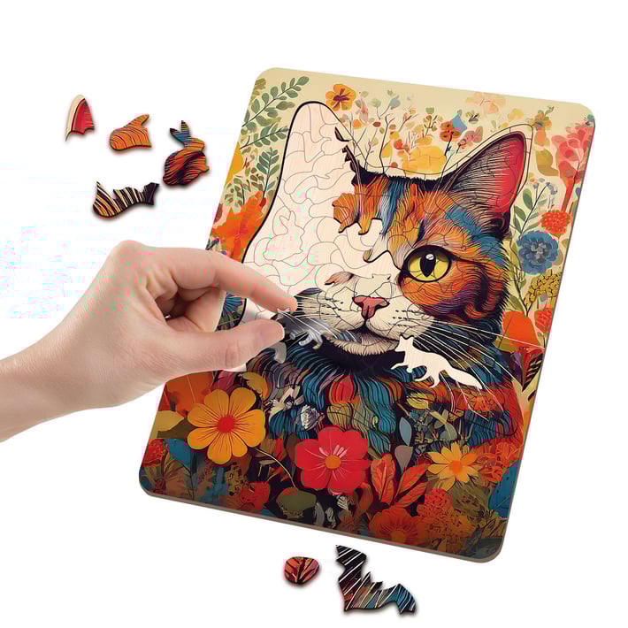Moxy Пъзел Котка, уникални форми, дървен, 130 части