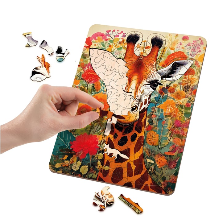 Moxy Пъзел Жираф, уникални форми, дървен, 130 части