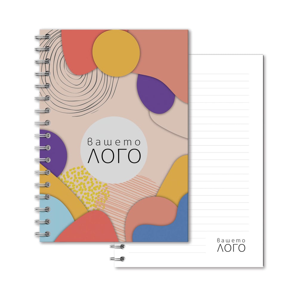 Тетрадка с печат, A5, широки редове, със спирала, 80 листа