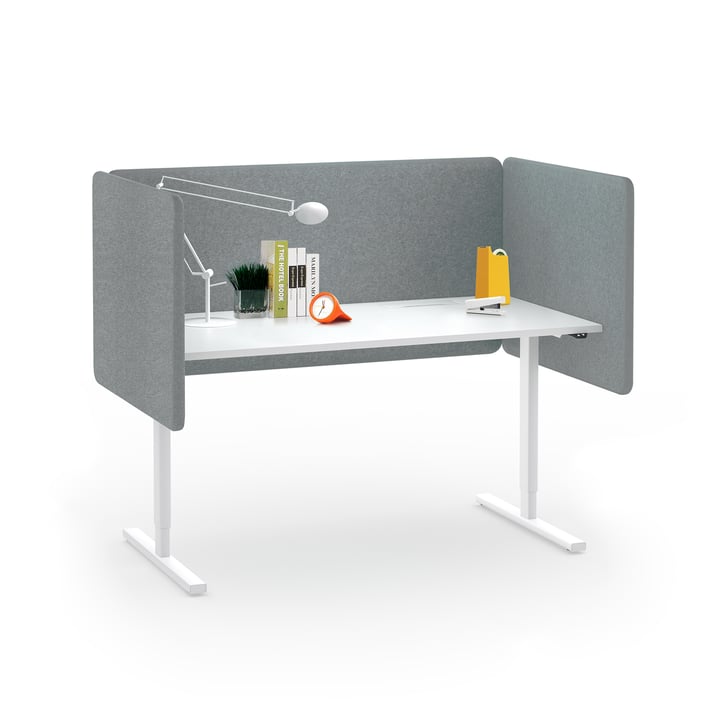 Narbutas Шумоизолиращ преграден панел за бюро Desk 760, 1400x36x760 mm, дамаска Velito Presto светла мента, сив метал