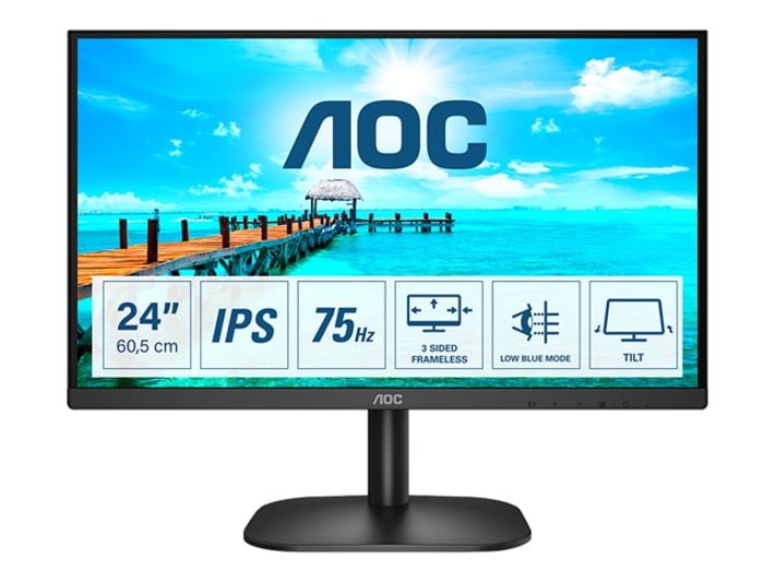 AOC Монитор 24B2XDA, 23.8'', LED, 1920 x 1080, 250 cd/m2, 4 ms, HDMI, VGA, черен