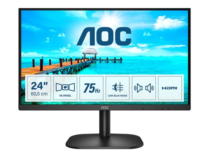 AOC Монитор 24B2XDAM, 23.8'', LED, 1920 x 1080, 250 cd/m2, 4 ms, HDMI, VGA, черен