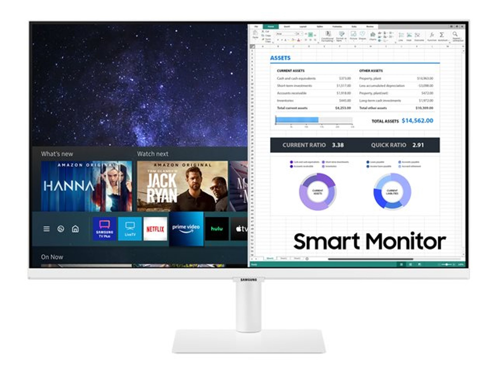 Samsung Монитор, 27'', LED, 1920 x 1080, 250 cd/m2, 8 ms, HDMI, бял