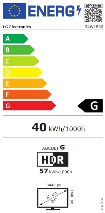 LG Монитор 34WL850-W, 34'', LED, 3440 x 1440, 350 cd/m2, 5 ms, HDMI, черен