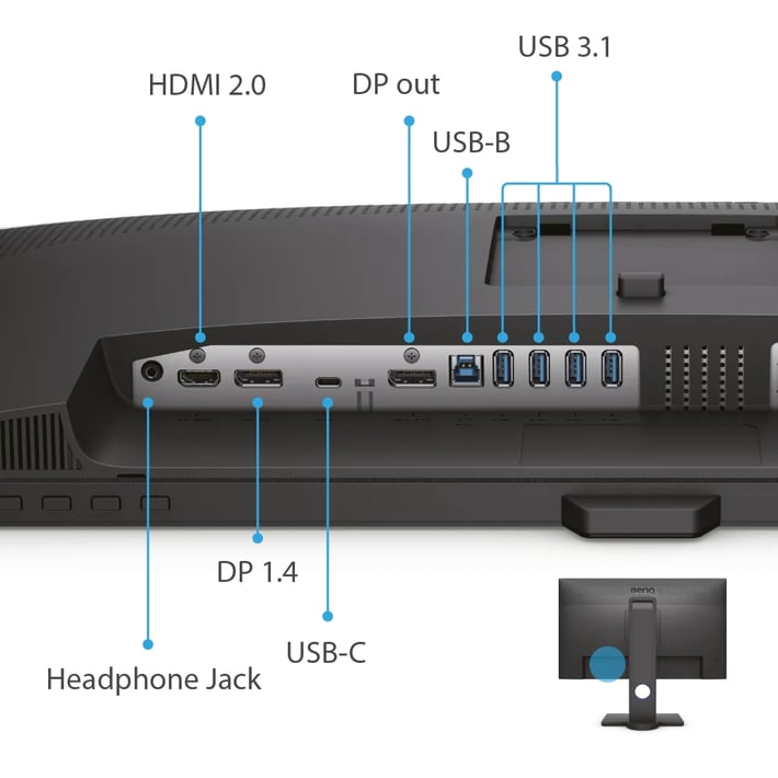 BenQ Монитор PD2705Q, 27'', IPS, 2560 x 1440, 300 cd/m2, 5 ms, HDMI, сив