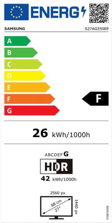 Samsung Монитор 27AG550A, 27'', LED, 2560 x 1440, 300 cd/m2, 1 ms, HDMI, извит, черен