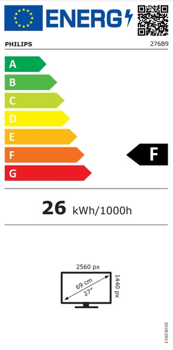 Philips Монитор 276B9/00, 27'', WLED, 2560 x 1440, 350 cd/m2, 4 ms, HDMI, черен